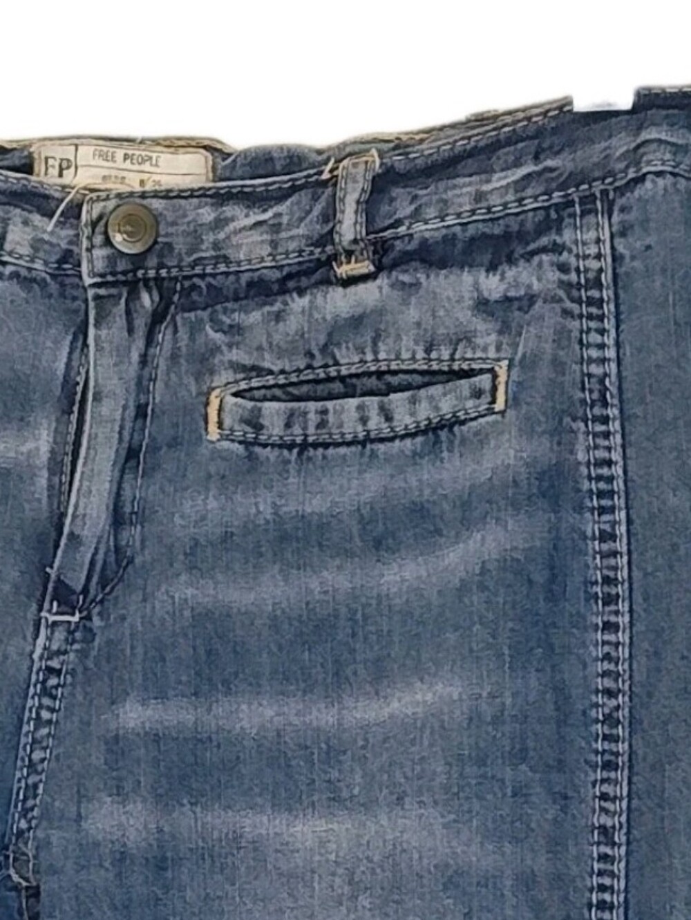Free People Y2K Low Rise Extreme Flare Jeans Blue Denim Bell Bottoms Sz 25 28/32 - Picture 7 of 7